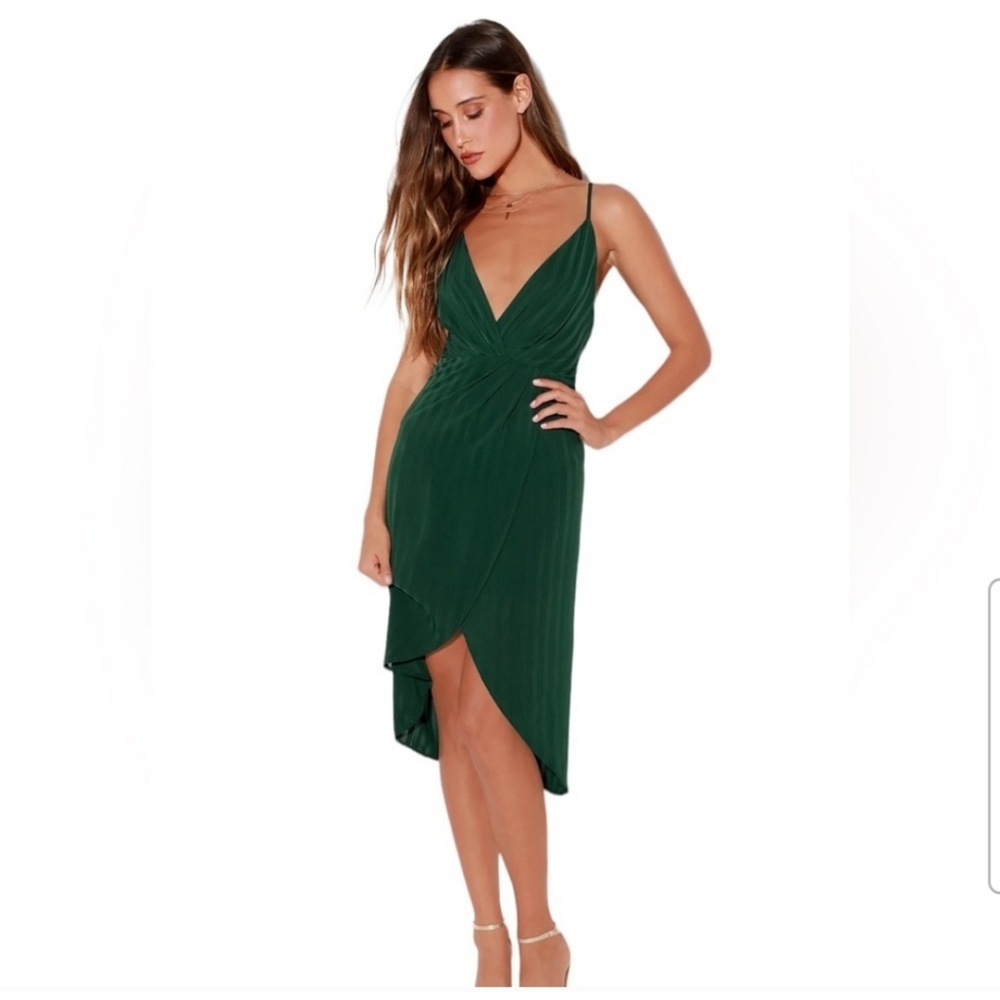 Lulu's Panache Forest Green Backless Midi Dress